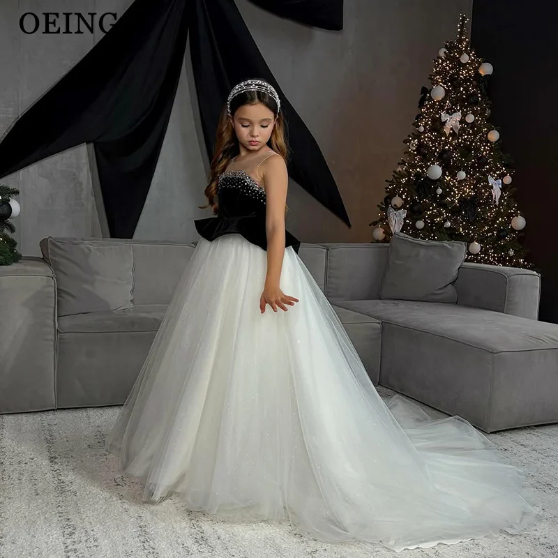 

BOEING блестящие платья трапециевидной формы с цветочным узором для девочек, тюлевое платье с бисером для свадебной вечеринки, платье принцессы на Рождество и день рождения, платья по индивидуальному заказу