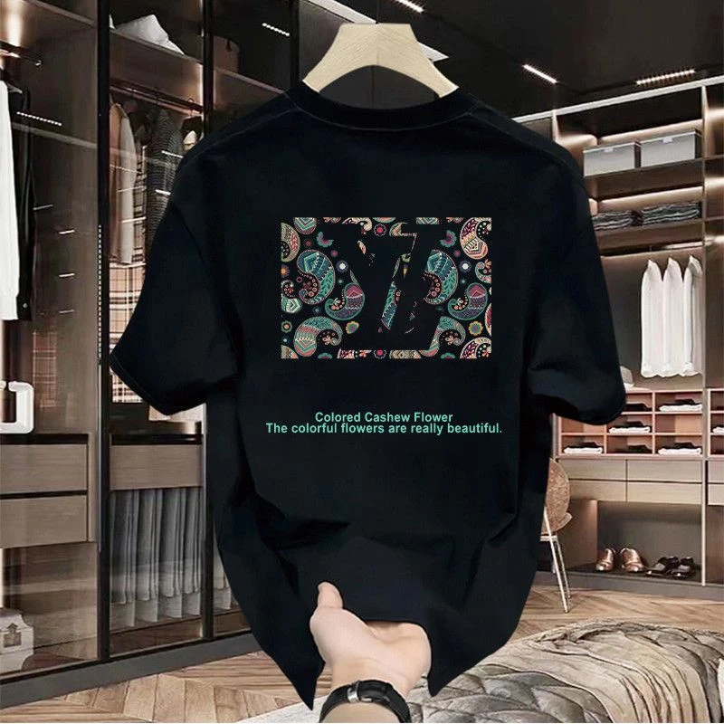 

High-quality Men's Summer New Thick Pure Cotton T-shirt, with Printed Design, Stylish, Breathable, and Sweat-absorbing