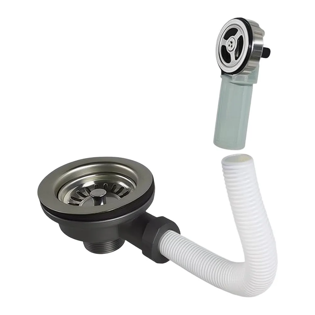 1 Set Stainless Steel Sink Waste Disposal Kit Leak Drain Assembly For Standard UK Kitchen Basin Plumbing Fixtures