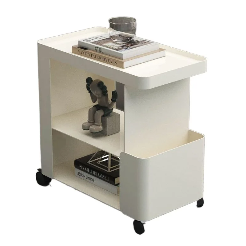 

Light luxury living room movable trolley wrought iron home sofa side few computer desk side small storage rack bedside