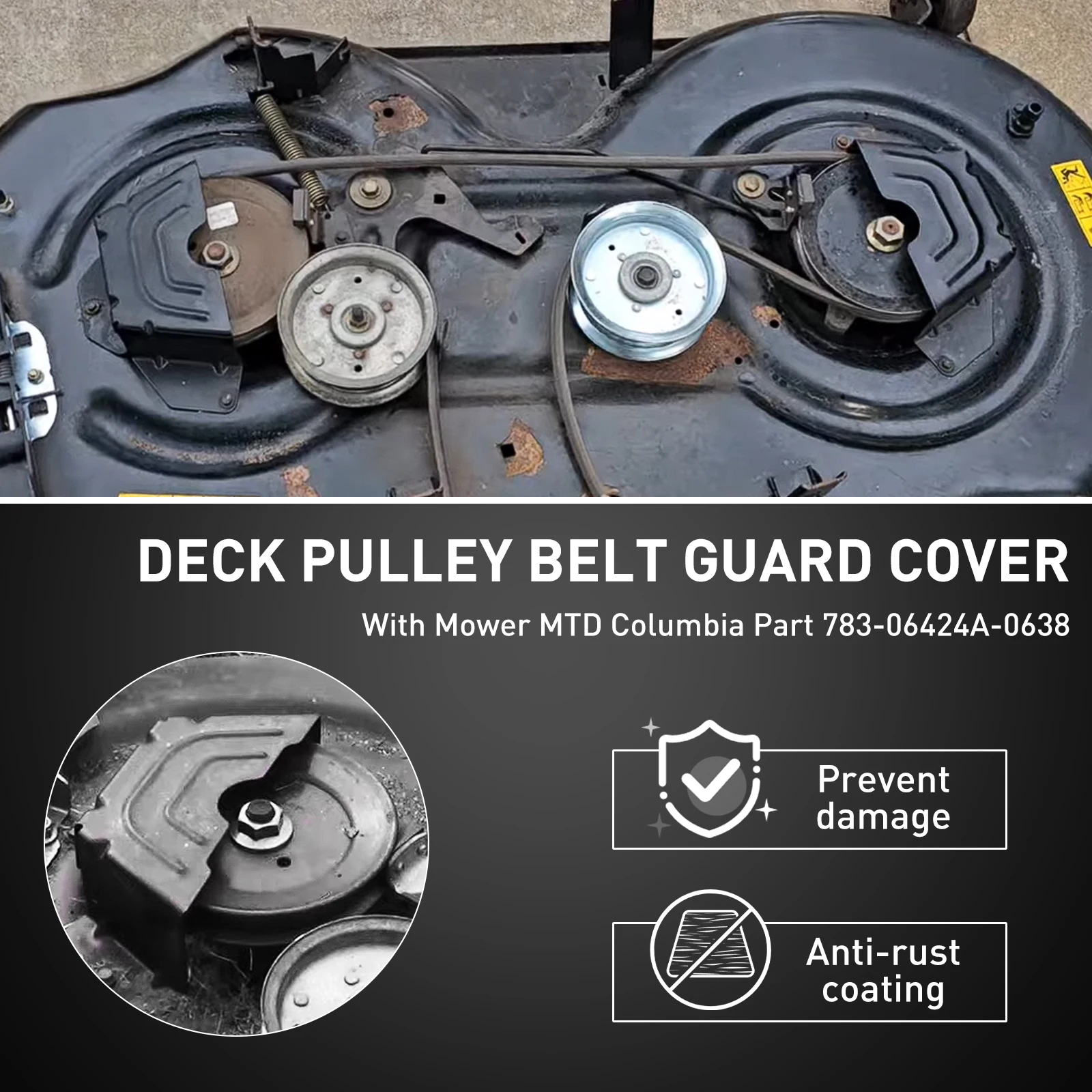 Lawn Mower Deck Belt Guard, Replacement 783-06424A Belt Shield for MTD Craftsman LT1500 LT2000 Riding Mowers