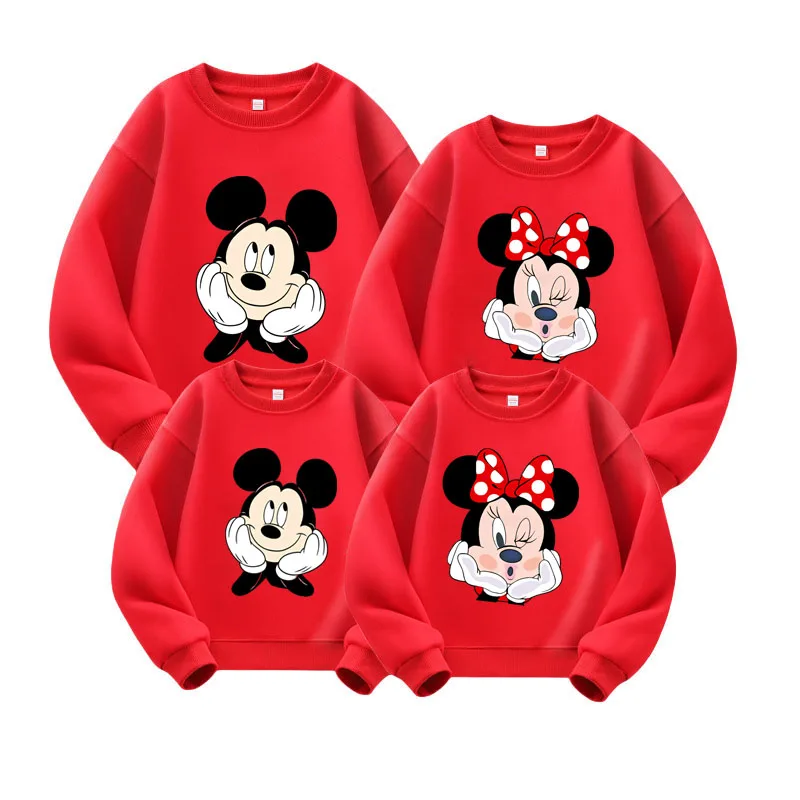 2025 Disney Mickey Minnie Mouse Family Matching Shirts Cotton Dad Mom Bro Sis Kids Matching Clothes Christmas Pajamas Family