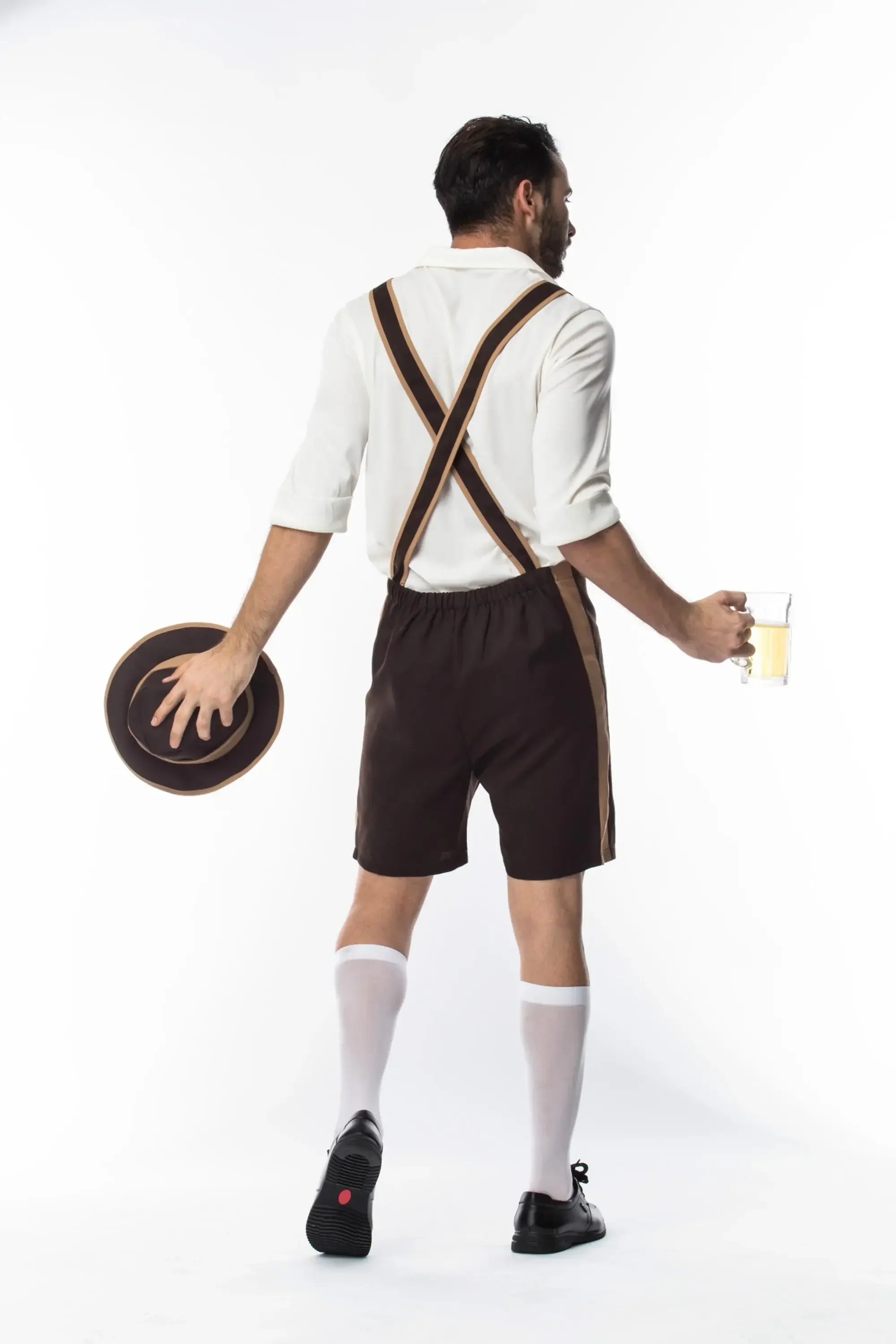 Disfraz de Lederhosen con tirantes de Oktoberfest para hombre, traje de fiesta de Carnaval de cerveza de Alemania y Baviera