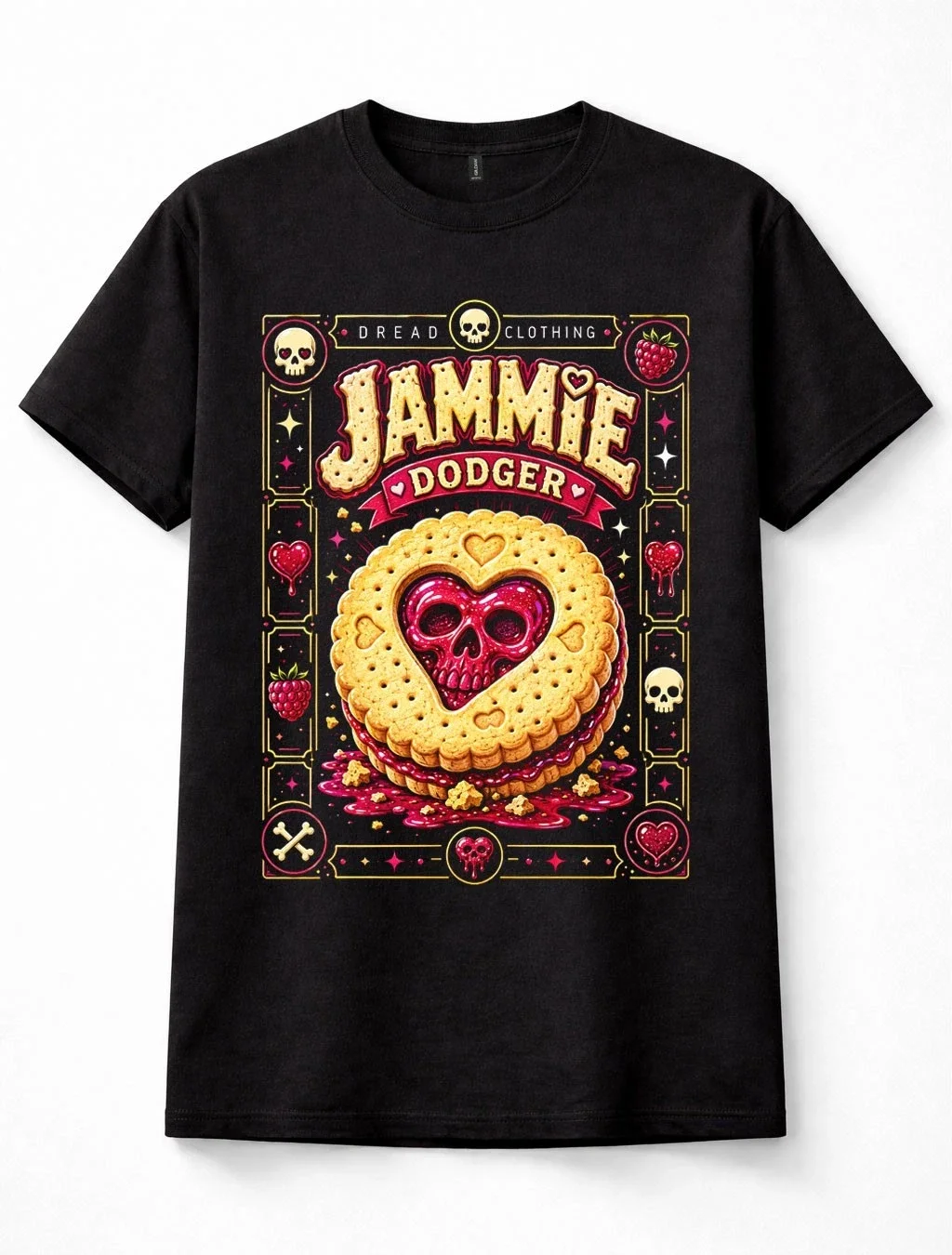 Jammie Dodger Biscuit Skull Raspberry Jam Horror British Snack Unisex T-Shirt