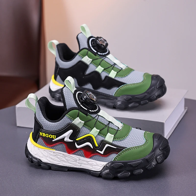 

Green Outdoor Child Sports Shoes Light Anti Slip Casual Sneaker for Boys Design Knob Running Shoes Kids Trainers tenis infantil