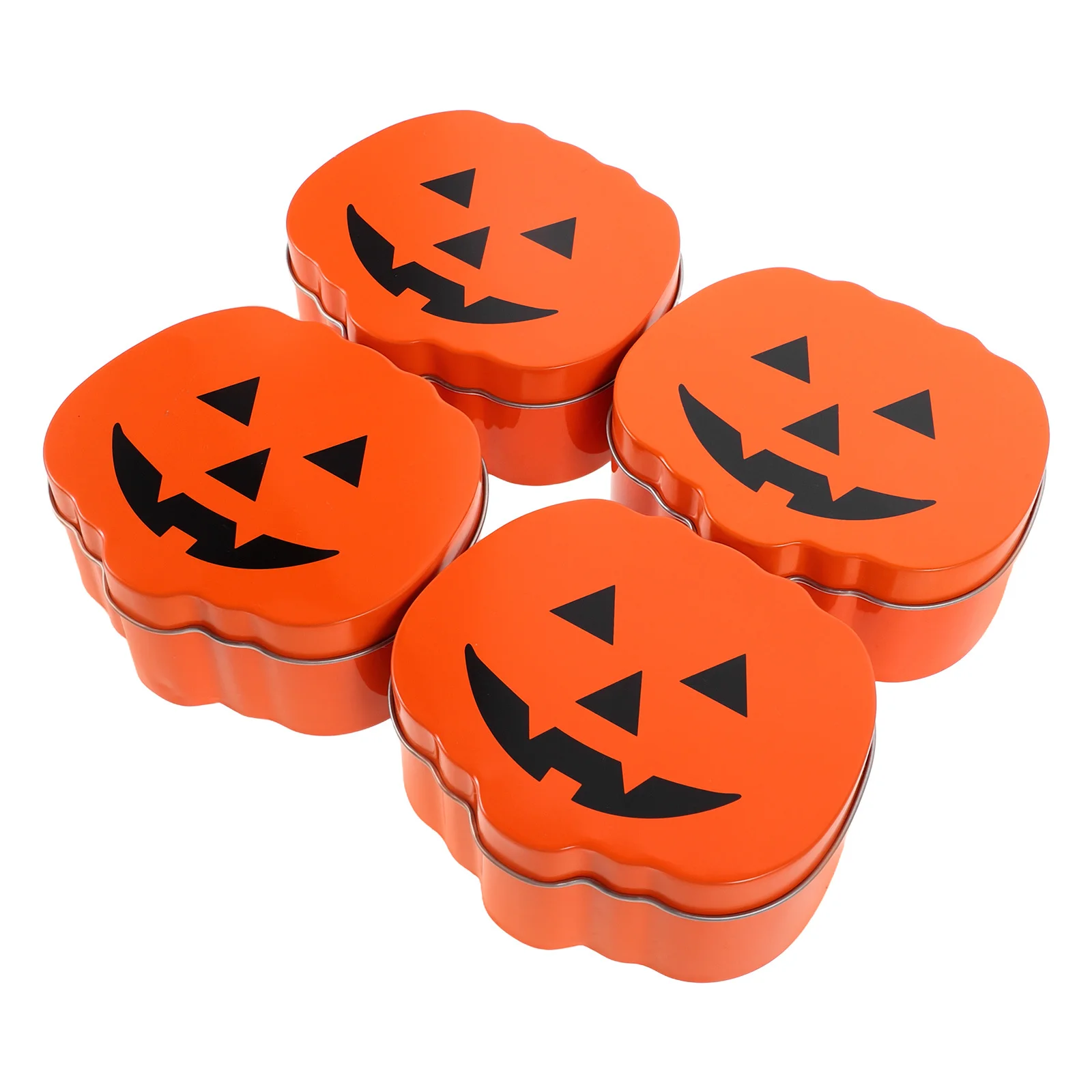 

4pcs Pumpkin Tin Box Mini Metal Storage Holder For Candy Cookies Tea Favors Halloween Decorative Packaging Case Party Gift Tin