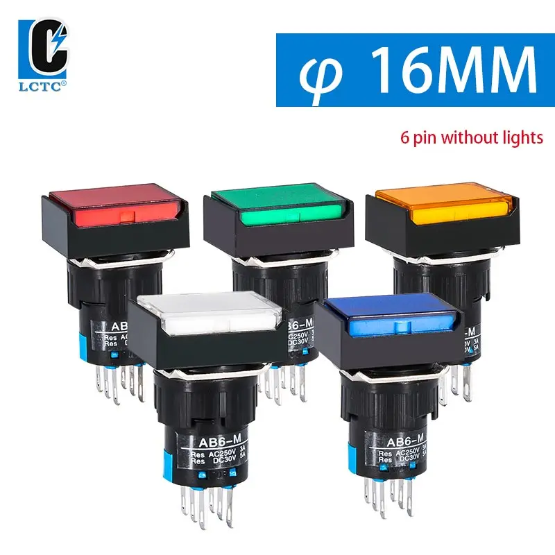 

Rectangular LA16-22 6 Feet No Light Self-reset Self-locking Button Opening 16MM LA16 Two Open Two Closed
