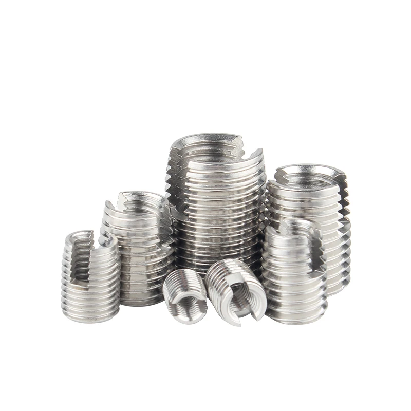 M2 M3 M4 M5 M6 M8 M10 Stainless Steel 302 Style Threaded Metal Thread Repair Insert Self Tapping Inserts Slotted Screw Bushing