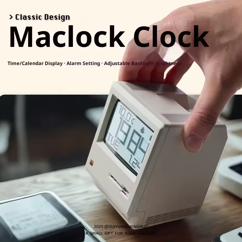 Reloj despertador Maclock Retro en espera de 60 horas, artefacto de despertador específico para estudiantes, decoración de escritorio, pantalla electrónica, reloj creativo