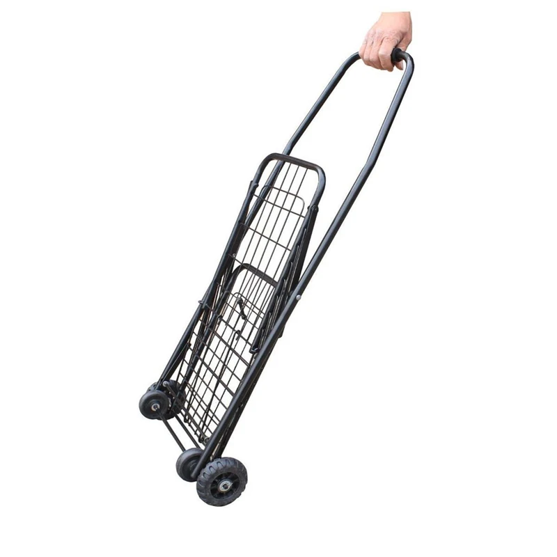 Folding Shopping Cart Lightweight Portable Trolley 18L Large Capacity Free Installation Folding Cart with Removable 4 Wheels