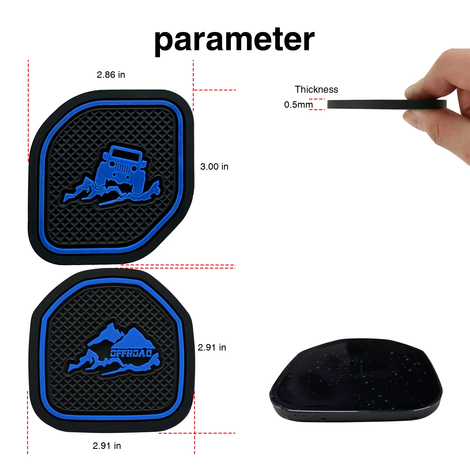 Almofada de slot antiderrapante para copo antiderrapante para Jeep Wrangler, tapete antiderrapante, tapete de bolso, suporte de copo interior, Jl Jlu, 2020-2023