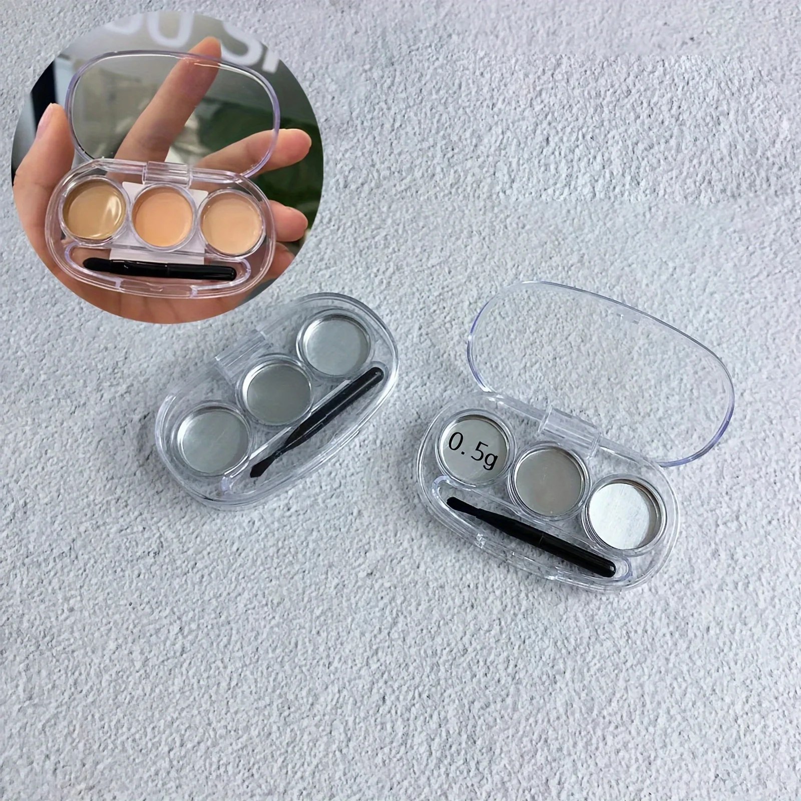 Durchsichtiger Make-up-Organizer aus Kunststoff mit 3 Fächern – Flip-Top-Kosmetiketui für Lippenstift-Concealer und Pinsel – Freundliche, kompakte Aufbewahrung