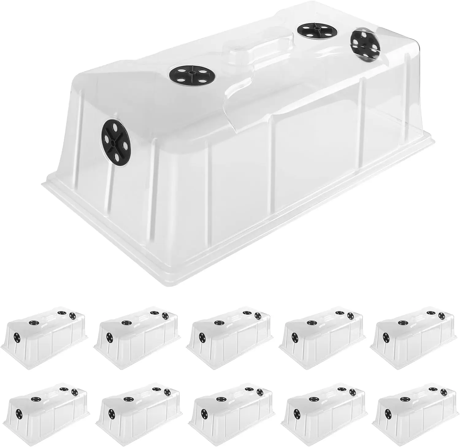 

10-Pack 7-Inch Tall Humidity Domes with Vents for 1020 Seed Trays, Plant Propagation Covers