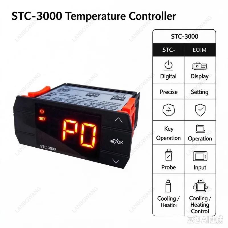 STC-3000 Touch Digital Thermostat, Refrigerator Freezer Machine Freezer Digital Display Thermostat 0.1 Accuracy