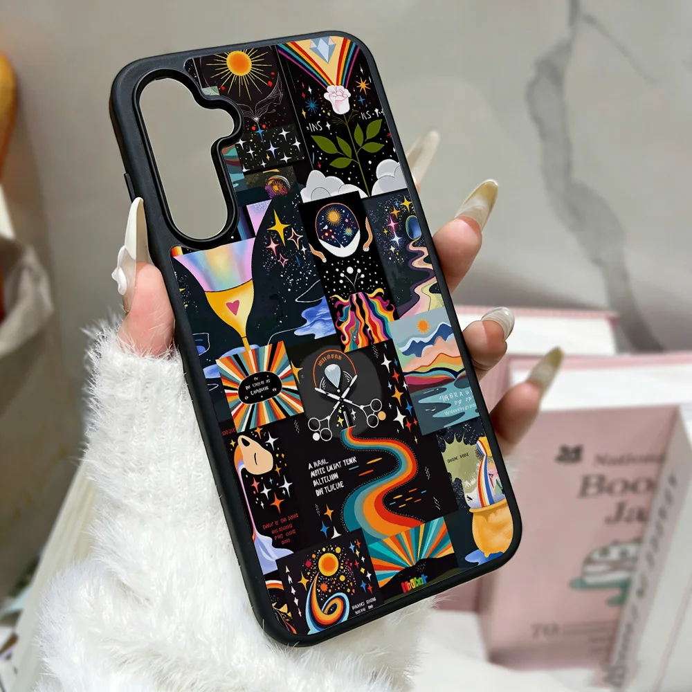 Künstlerische Malerei Handyhülle für Samsung Galaxy S25 Ultra S25 S26 Ultra S26 S24 FE S23 S24 S25FE Hülle Cover Plastik Schwarz Serie
