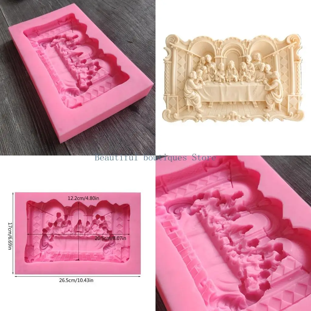 

U4LF Crystal Epoxy The Last Supper Photo Frame Mold Silicone Mold for DIY Crafts