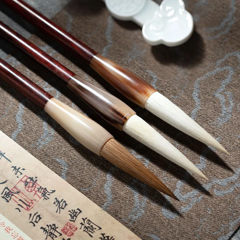 Shanlian lake pen, special leaflet red sandalwood wolf hair for brush calligraphy,high-end Zhongkai small letter lake pen set