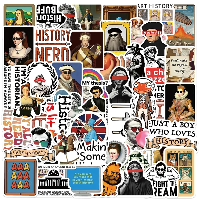 10/30/50PCS Funny History Character Sticky PVC Sticker Aesthetic DIY Decoration Scrapbooking Hand Accounting Supplies
