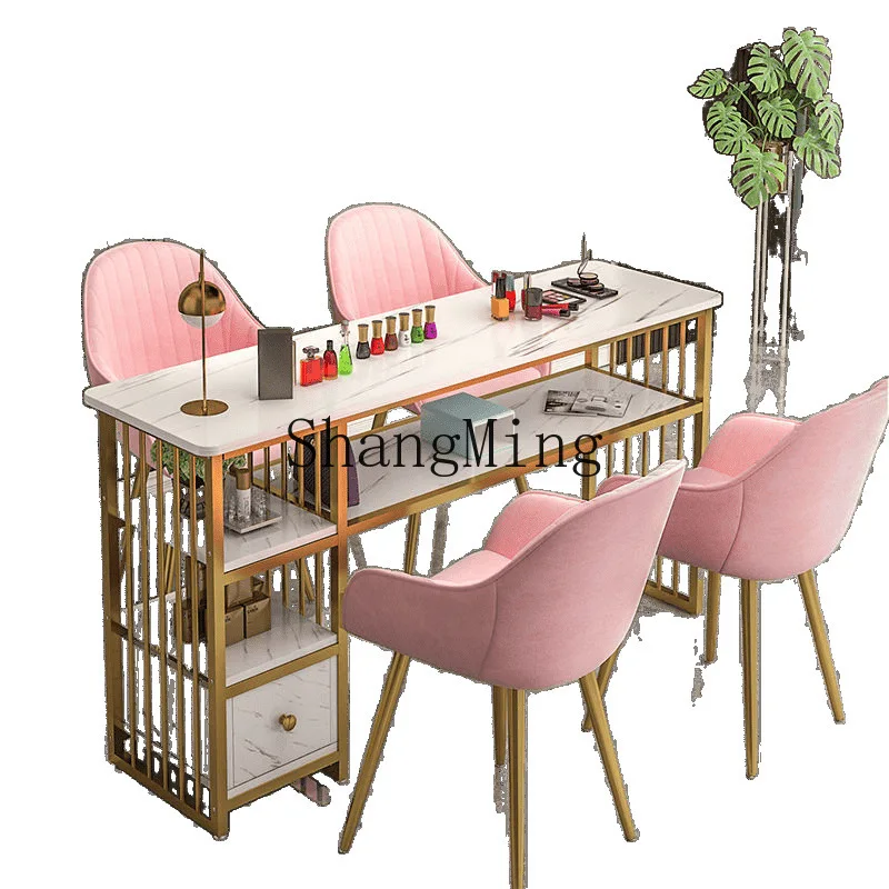 FG simple nail art table and chair set simple nail art shop table single and double table 4