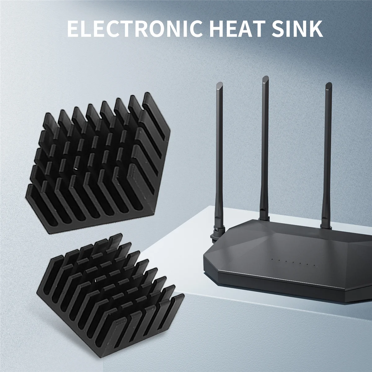 10 Pcs Black Aluminum Cooler Radiator Heat Sink Heatsink 20mm x 20mm x 10mm YDH