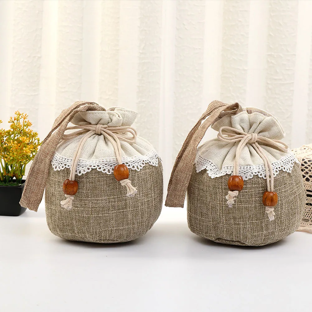 

Imitation Hemp Drawstring Bag Lightweight Storage Pouch Jewelry Party Gift Wedding Decor Lace H held Christmas Bag Daily Use