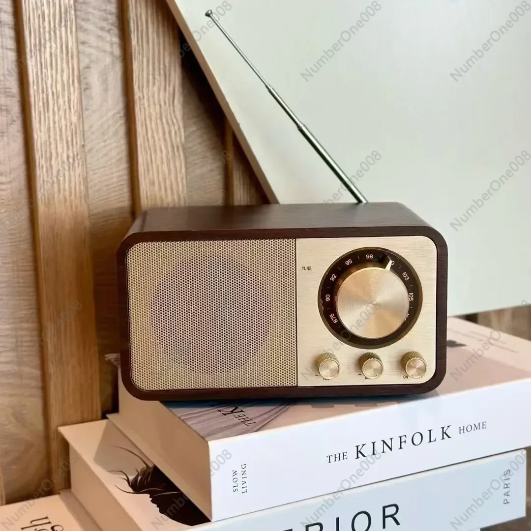 Wooden JY66 Bluetooth Speaker with Vintage Wood Grain Radio, TF Card, USB Port, Hands-Free, Bass Boost