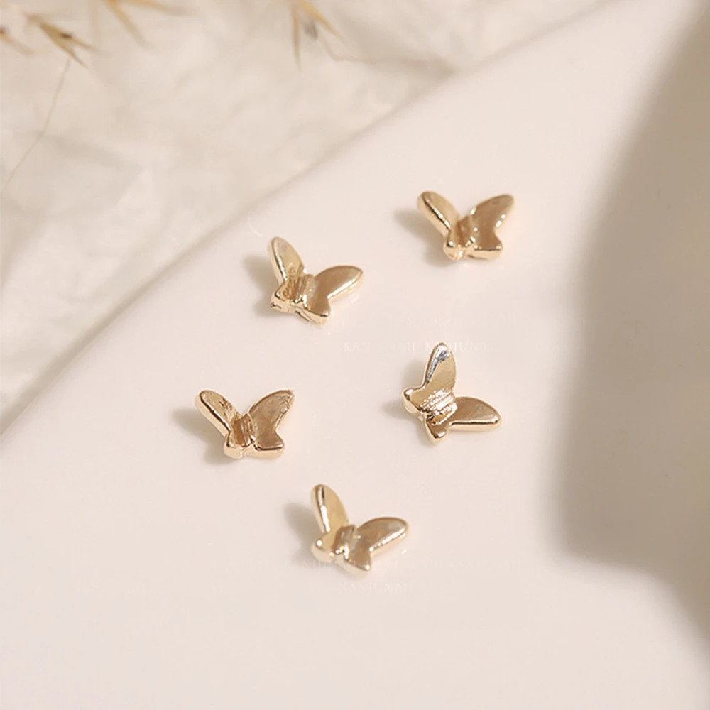 10 قطعة فراشة على شكل الذهب والفضة مسمار الفن السحر ثلاثية الأبعاد سبيكة فراشة مجوهرات أظافر الديكور DIY بها بنفسك حساسة مانيكير اكسسوارات