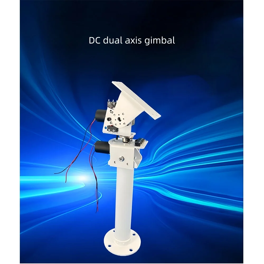 DIY DC dual axis gimbal solar tracking and monitoring robot with high load capacity and torque, all metal X-axis and Y-axis worm