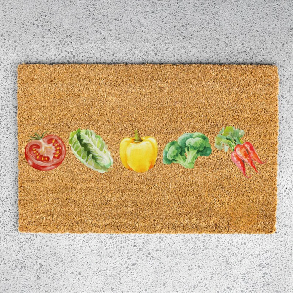 Vibrant Watercolor Veggie Welcome Mat Vegetable Garden Theme Doormat For Garden Lovers Cottagecore Decor Housewarming Gift