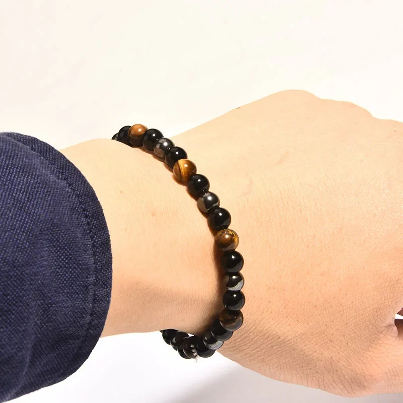 Hematite Couple Colorful Tiger Eye Stone Bracelet Obsidian Bracelet Simple Fashion Jewelry Accessories