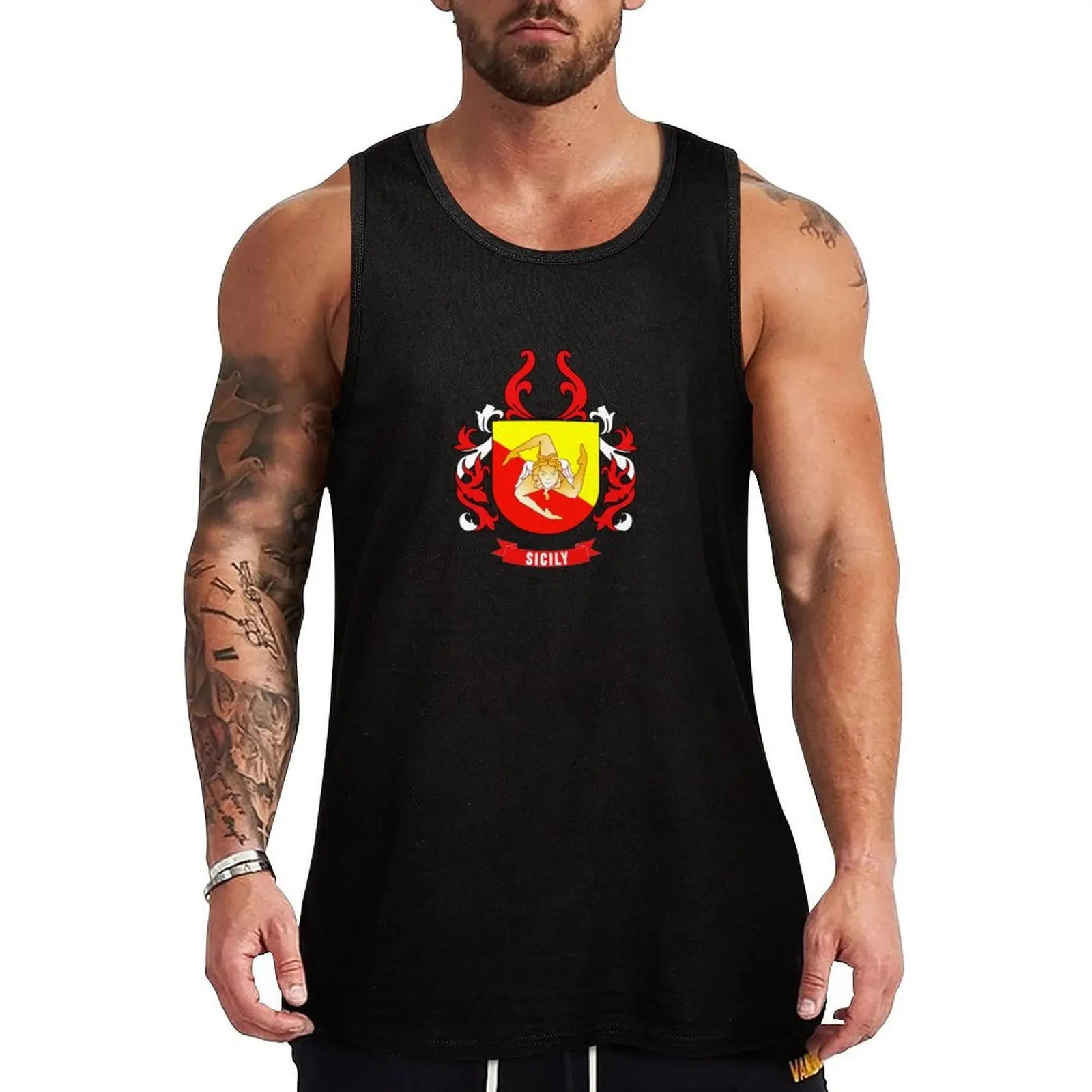 

Sicily Flag Coat Of Arms - Cool Italian Sicilian Region Tank Top Men's clothes tops basketball men clothes
