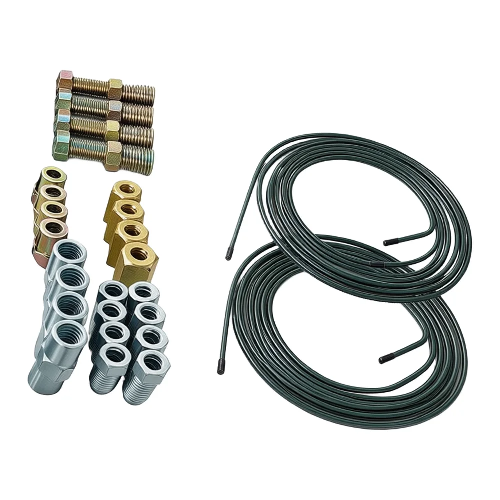 2pcs 3/16 Inch Steel Brake Line Tubing Kit With Fittings Unions Bolts For Car Motorcycle Repair Pipe Assembly Tool