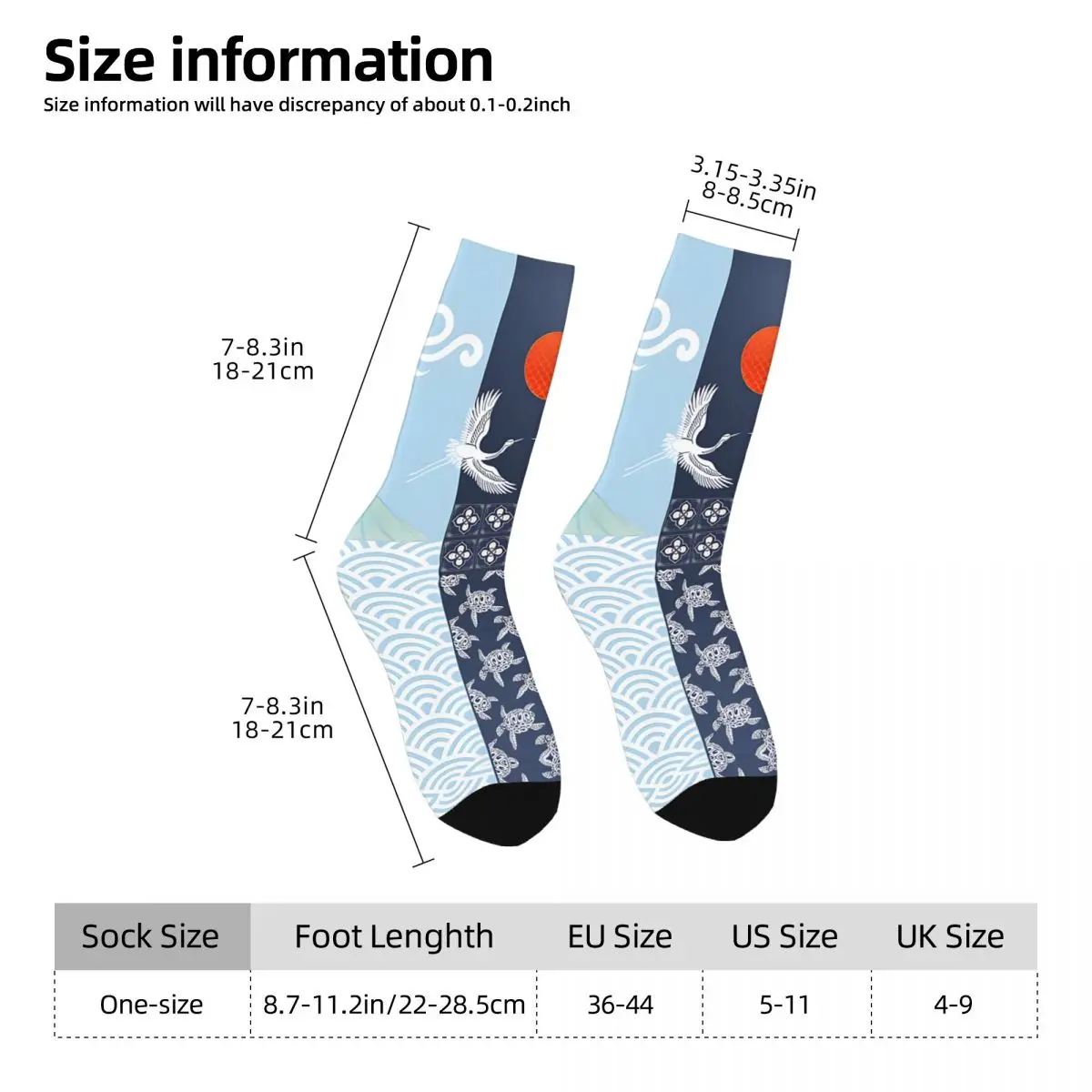 Celestial Harmony Dance Of Cranes And Turtles Kawaii Socks Hiking Cartoon Pattern Socks