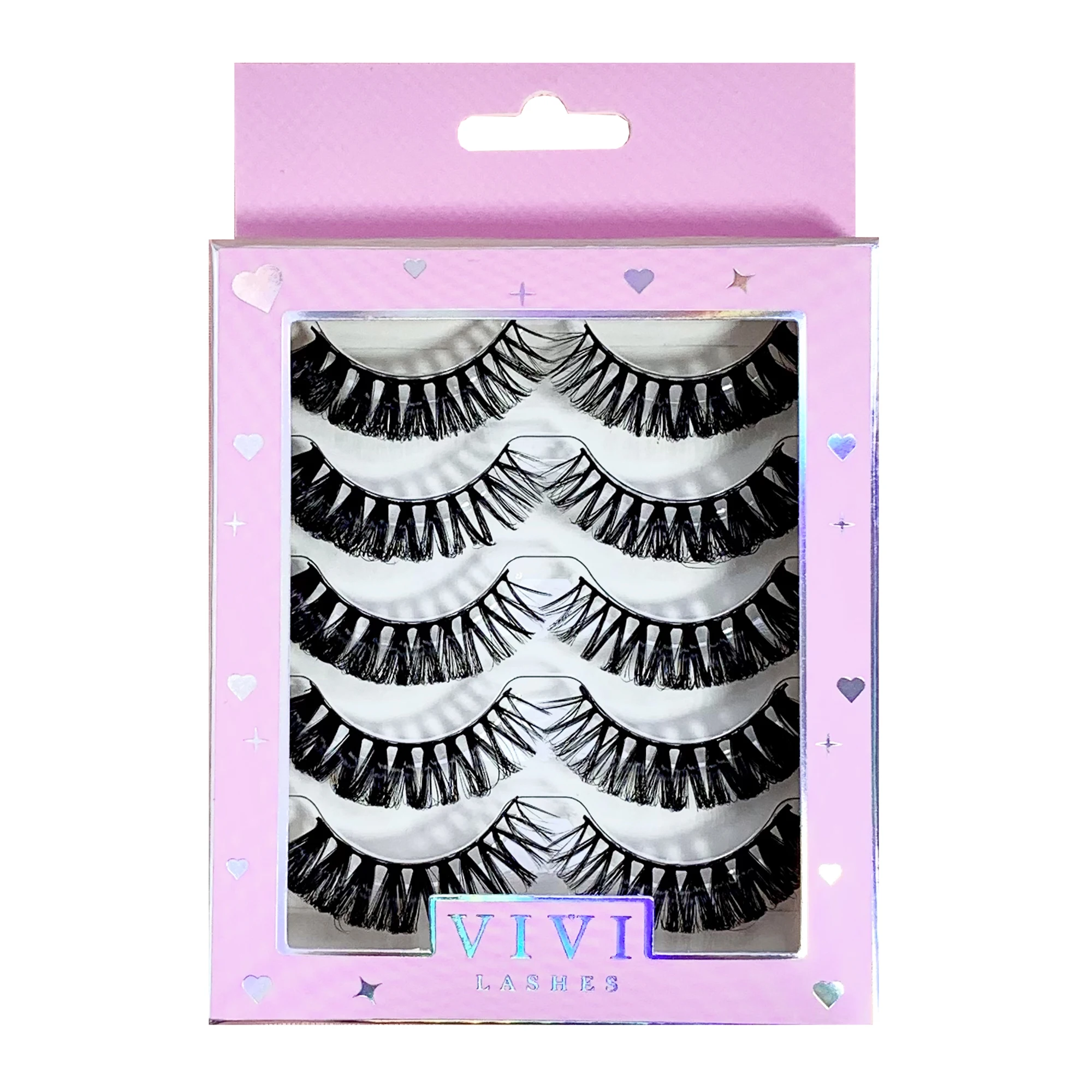 5 Pairs False Eyelashes Wispy Lashes Dramatic Look Fake Eyelashes Cat Eye Lashes Faux Mink Fluffy Strip False Lashes Pack