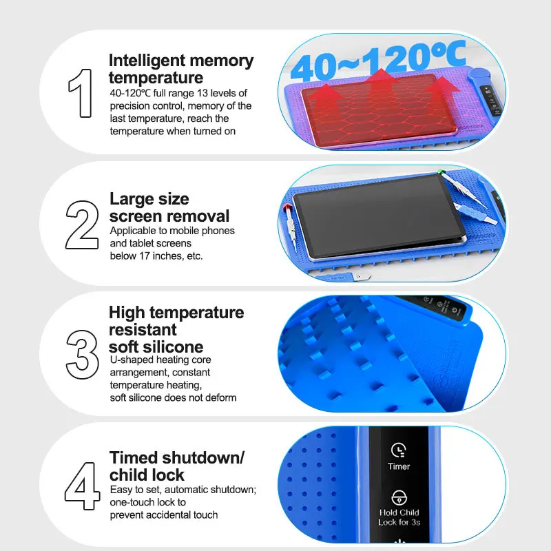 SUNSHINE LS3 PLUS فاصل شاشة LCD 40 ~ 120 ℃   قابل للتعديل، إيقاف مؤقت، وظيفة الذاكرة. سيليكون مقاوم لدرجات الحرارة العالية #3