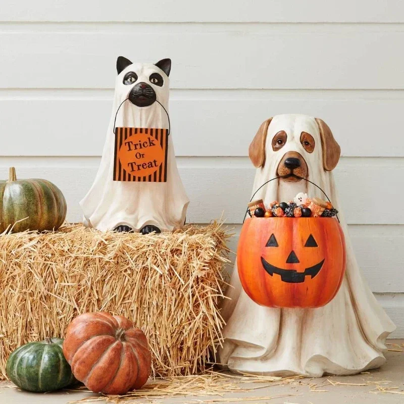 Halloween Dog Elf Candy Bowl Ornament Pumpkin Festival Party Decoration Gift Home Storage Supplies Halloween Decors Accessories