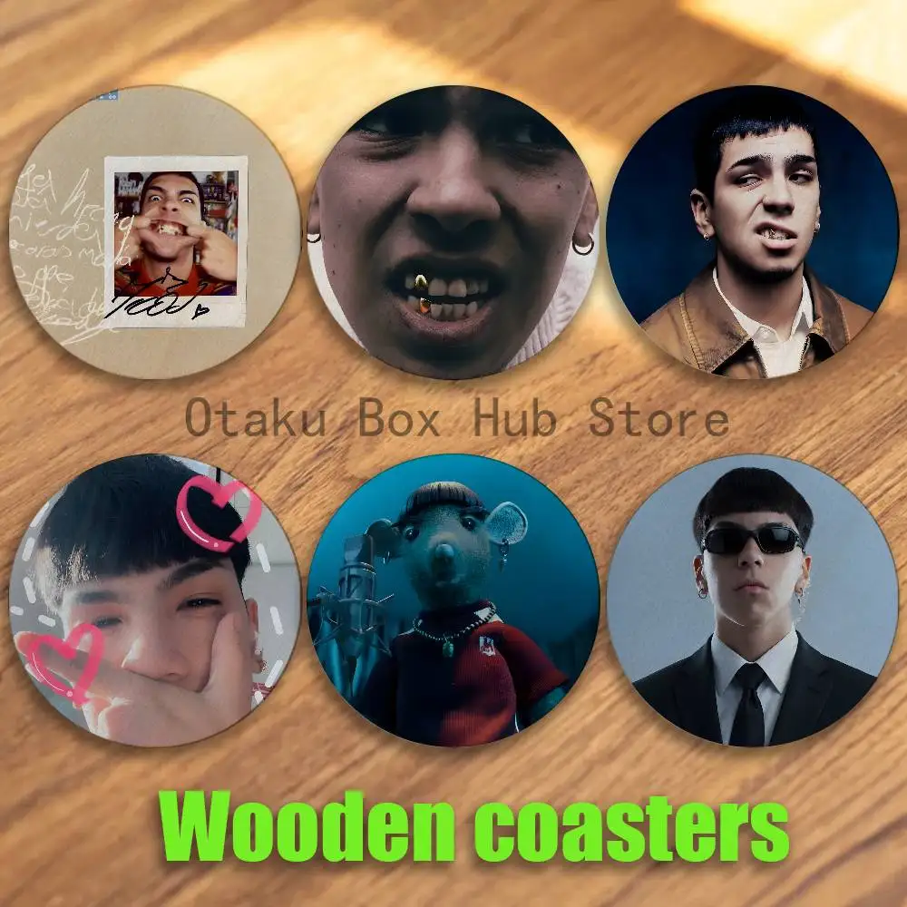 2026 Singer M-Milo J  Live Tiny Desk 2D Pattern round Wooden Coaster Decorative Coffee Cup Use in Coffee Shops Bars Wine Beer