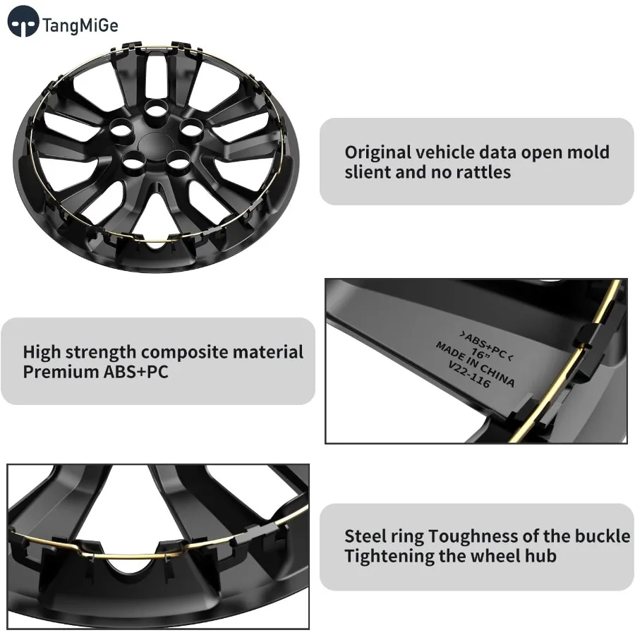 4-Pack Hubcaps Wheel Covers Compatible with Nissan Altima Sedan 2013 2014 2015 2016 2017 2018 40315-3TM0B 16 inch 16"