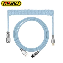 NNBILI Macaron 1.8m Coiled Type-C to USB A TPU Mechanical Keyboard Cable with Detachable Aviator Connector for Gaming Phone