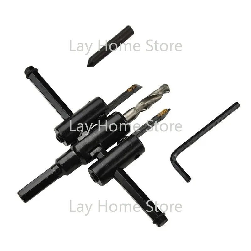 Adjustable Metal Wood Circle Hole Saw Drill Bit Cutter Kit DIY Tool 30mm-120mm 30mm-200mm 30mm-300mm Black Alloy blade