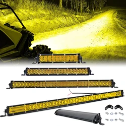 Yellow LED Light Bar Dual Row Slim 7 13 20 25 32 38 45 50inch 480W Offroad Waterproof Work Light Fog Driving Lamp for Car Truck