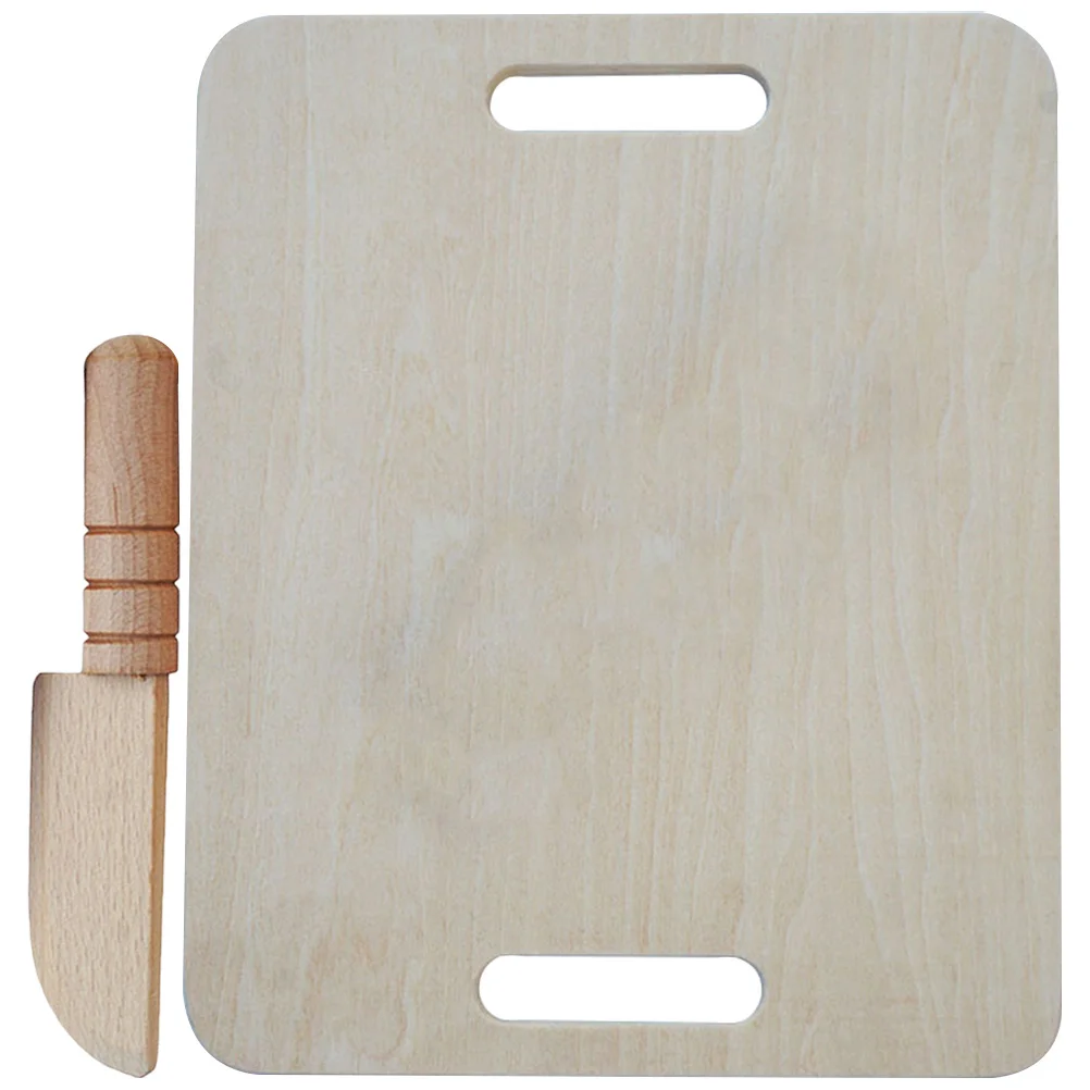 1Set Wooden Cutting Board Kids DIY Wooden Cutter Early Education Kitchen Role Play Safe Child Cutter Cooking Game