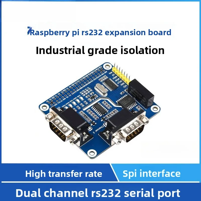 

Raspberry Pi Dual-Channel Isolated RS232 Board SPI Control SC16IS752 + SP3232 Industrial-Grade Serial Module
