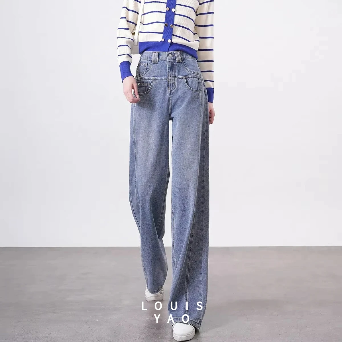 

Джинсы LOUISYAO с дизайнерскими швами, весна 2025, женские, винтажные, с высокой талией, свободные, повседневные, джинсовые брюки