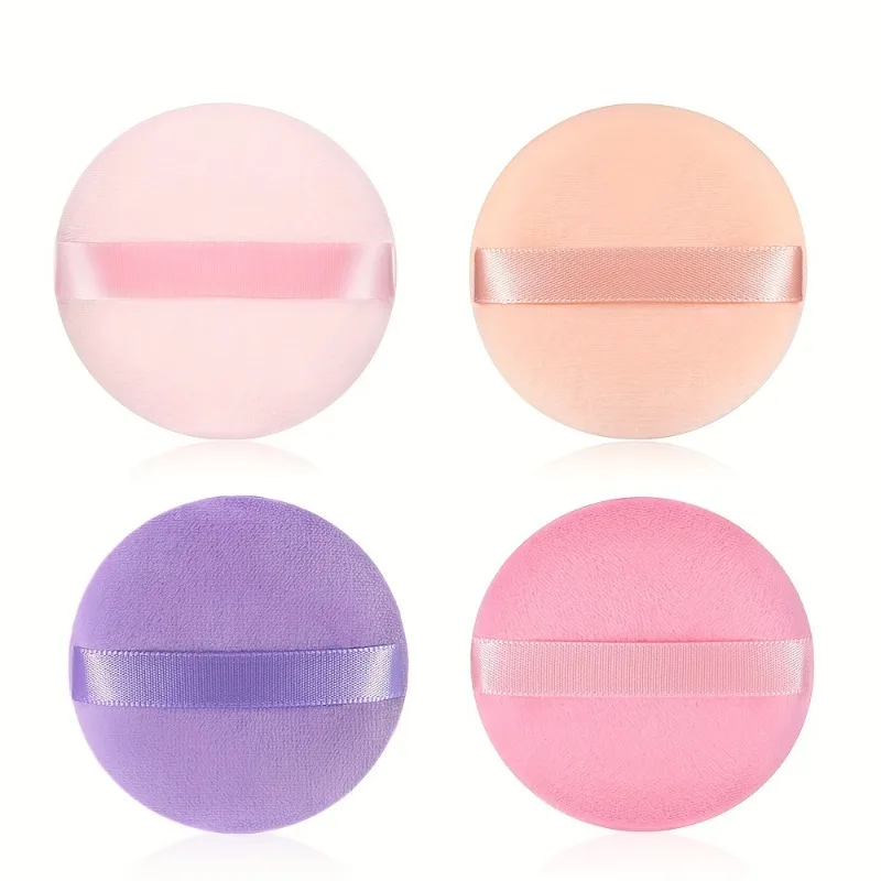 4pcs Flawless Makeup Application with Soft Velvet Powder Puffs - Ideal for BB Cream, Liquid Cream, and Loose Powder