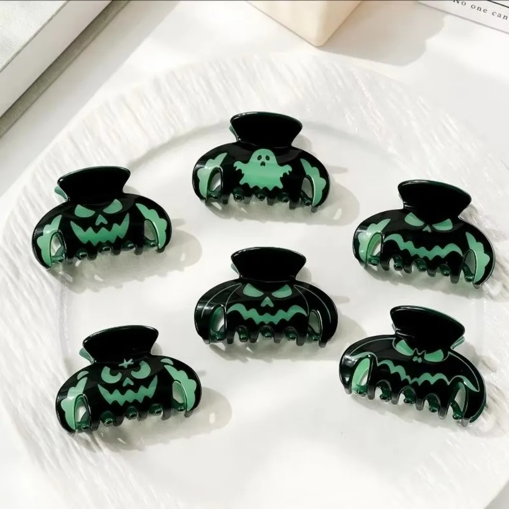 Hairpin Luminous Halloween Hair Claws Glow Dark Gothic Halloween Hair Clip for Thick Hair Unique Halloween Jaw Clips Women