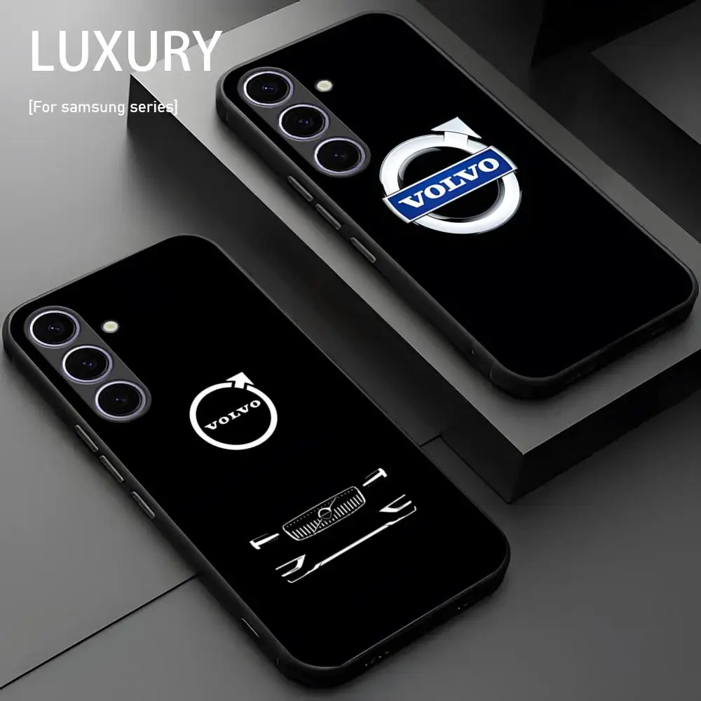 Luxury Vo-Lv-O SV CAR Phone Case For Samsung Galaxy S25 S24 S23 S22 S21 S20 Plus Ultra Note20 Soft Black