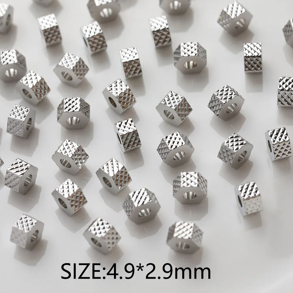 20PCS Dainty Barrel Bead Pattern Stripe Brass Beads Spacer Bead for Jewelry Making Bracelet Necklace DIY 14k Gold Plated