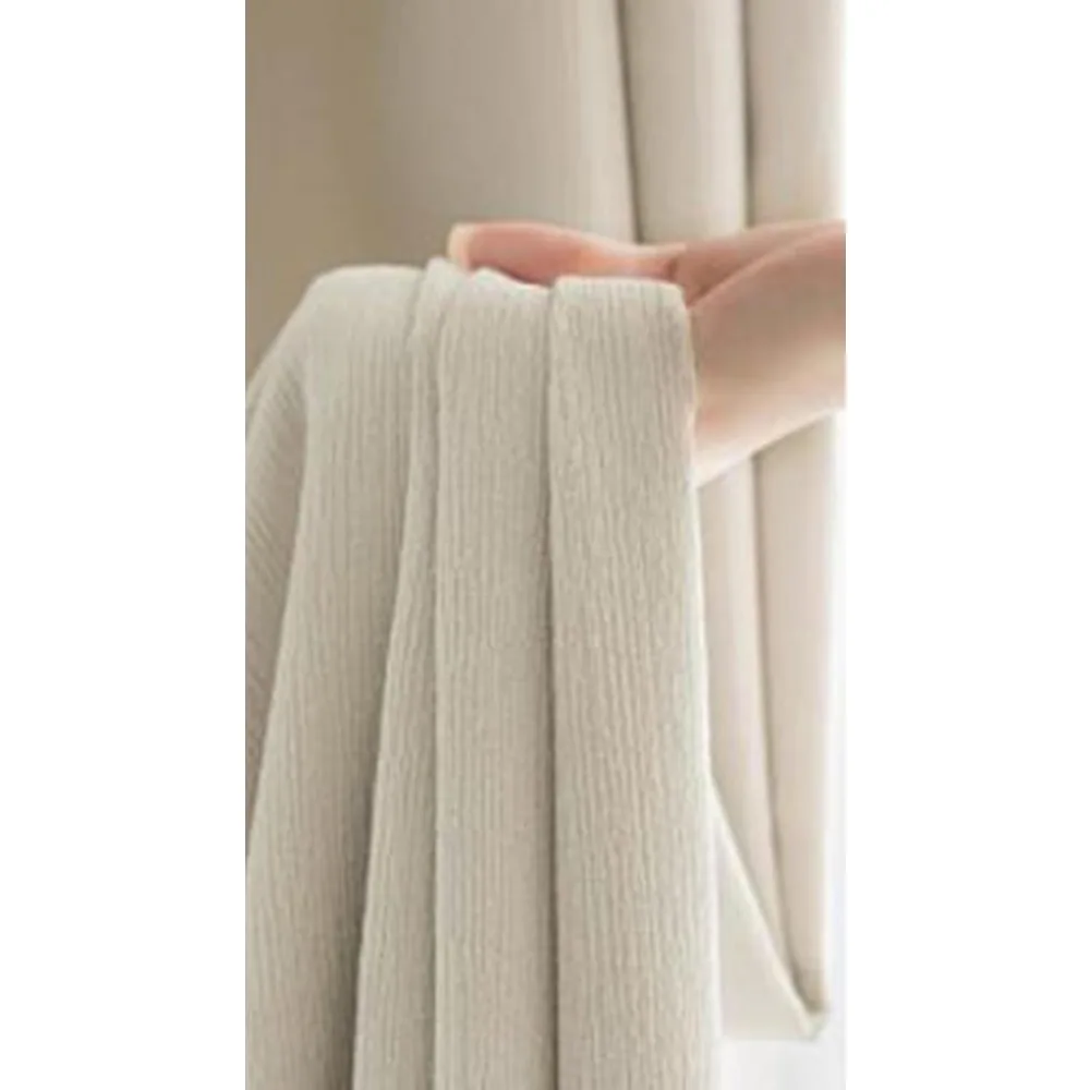 Solid Color Chenille Jacquard Grommet Curtains, Blackout Drapes for Living Room, 52x84 Inches, 2 Panels, Room Darkening