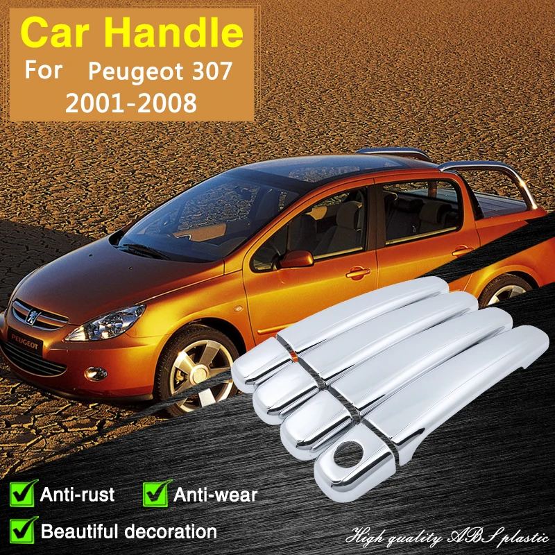 

for Peugeot 307 2001 2002 2003 2004 2005 2006 2007 2008 Chrome Door Handle Cover Car Accessories tickers Styling Cap ABS Plastic